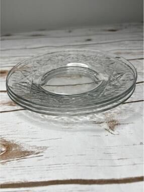 Vintage 8" Cut Crystal Glass Salad Plates - Set of 3